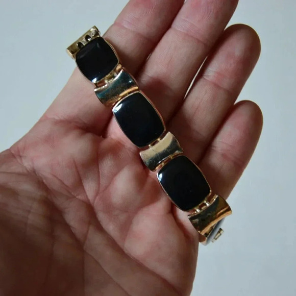 Goldtone and Black Enamel Bracelet - Picture 3 of 4